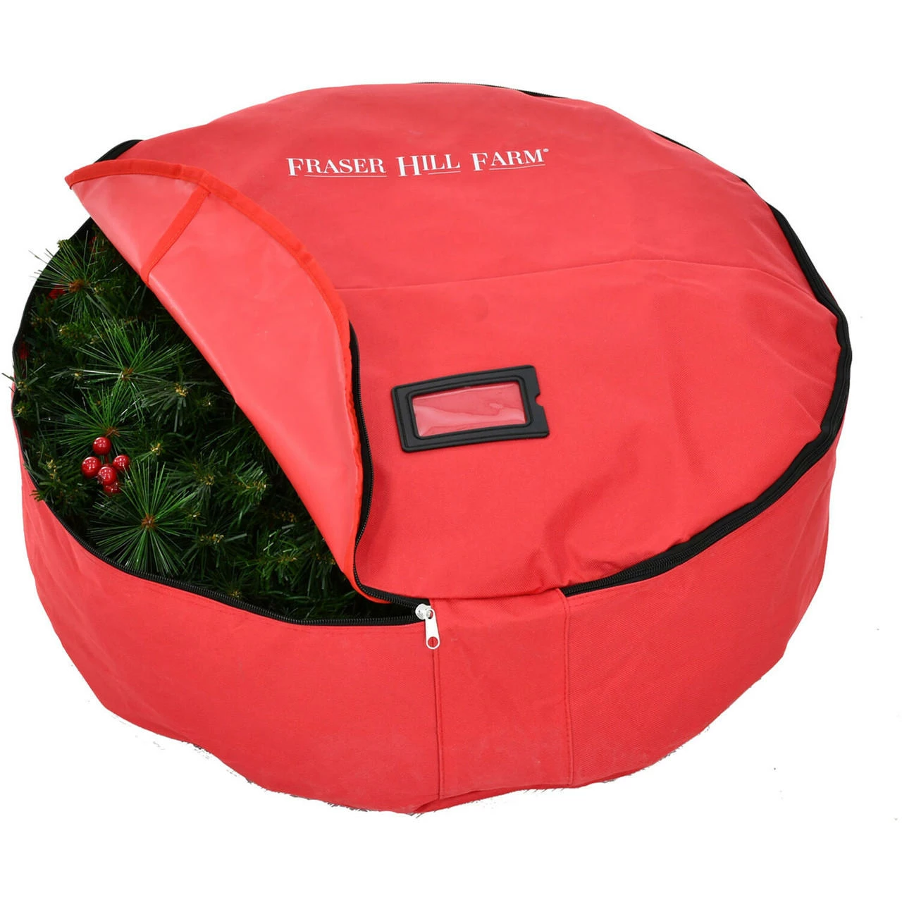 Fraser Hill Farm 30-In. Heavy-Duty Storage Bag For Medium Christmas Wreaths And Garlands, Red 7 Fraser Hill Farm 30-In. Heavy-Duty Storage Bag For Medium Christmas Wreaths And Garlands, Red - Image 7