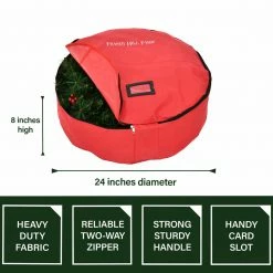 Fraser Hill Farm 24-In. Heavy-Duty Storage Bag For Christmas Small Wreaths And Garlands, Red 27 Fraser Hill Farm 24-In. Heavy-Duty Storage Bag For Christmas Small Wreaths And Garlands, Red -Christmas store unnamed file 1028