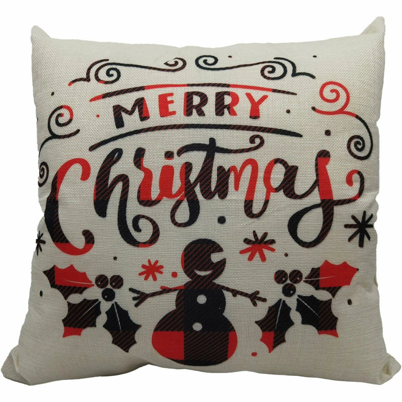 Fraser Hill Farm 15.5-In. Merry Christmas Indoor Accent Pillow, Buffalo Plaid Snowman 1 Fraser Hill Farm 15.5-In. Merry Christmas Indoor Accent Pillow, Buffalo Plaid Snowman