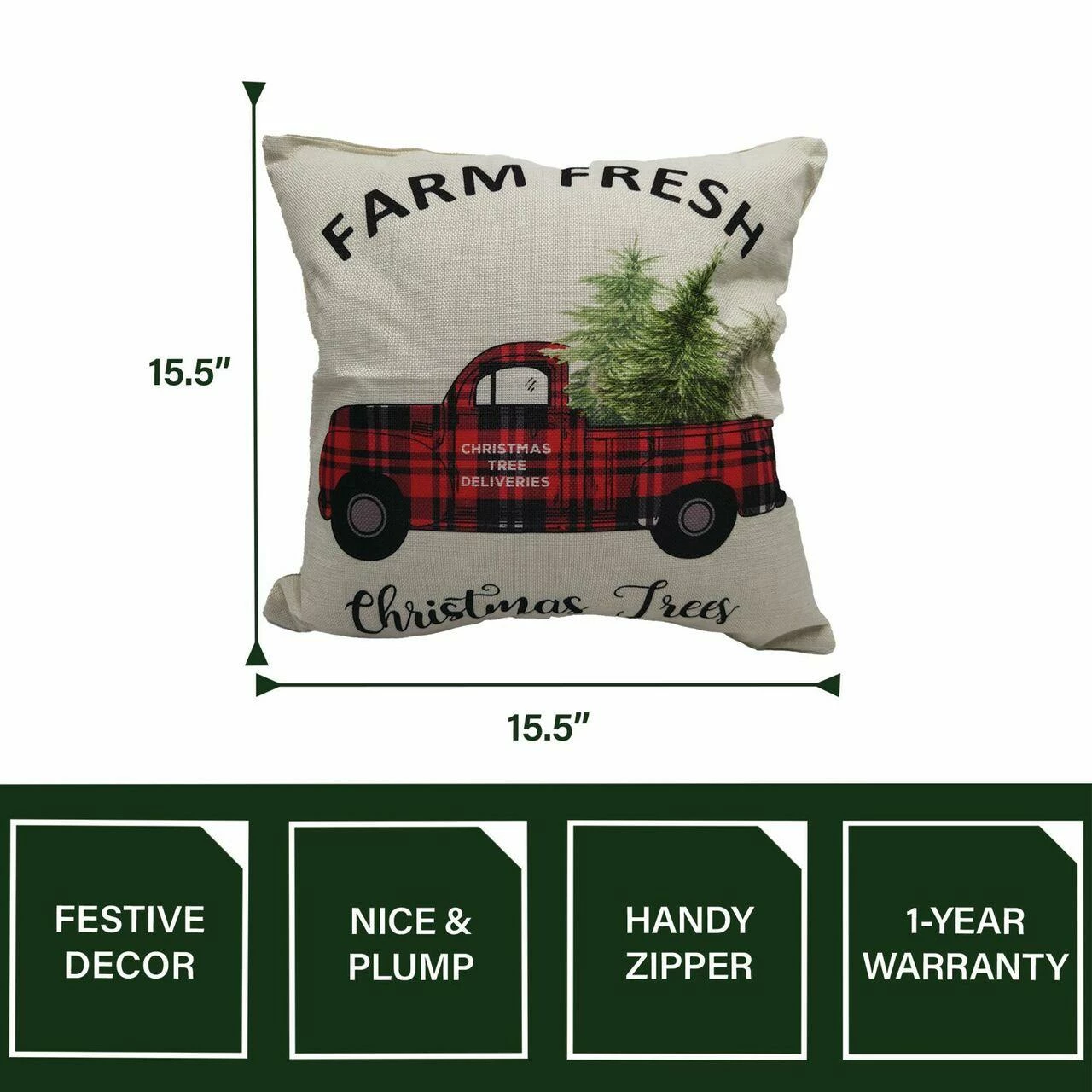 Fraser Hill Farm 15.5-In. Farm Fresh Christmas Trees Indoor Accent Pillow, Buffalo Plaid Truck 5 Fraser Hill Farm 15.5-In. Farm Fresh Christmas Trees Indoor Accent Pillow, Buffalo Plaid Truck - Image 5