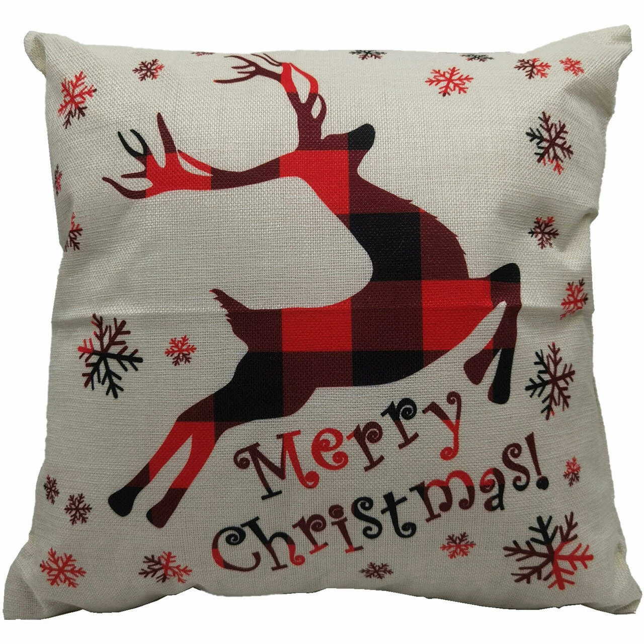 Fraser Hill Farm 15.5-In. Merry Christmas Indoor Accent Pillow, Buffalo Plaid Reindeer 1 Fraser Hill Farm 15.5-In. Merry Christmas Indoor Accent Pillow, Buffalo Plaid Reindeer