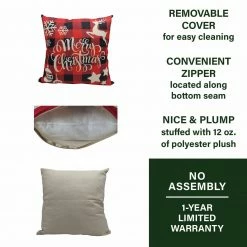 Fraser Hill Farm 15.5-In. Merry Christmas Indoor Accent Pillow, Buffalo Plaid -Christmas store unnamed file 1106