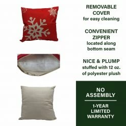 Fraser Hill Farm 15.5-In. Snowflake Indoor Accent Pillow, Red/White -Christmas store unnamed file 1111