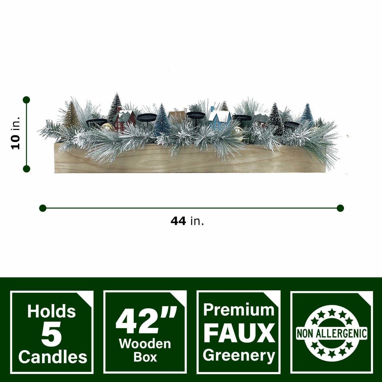 Fraser Hill Farm 42-in 5-Candle Holder W/ Frosted Branches, Bottlebrush Trees, Houses In Wooden Box 2 Fraser Hill Farm 42-in 5-Candle Holder W/ Frosted Branches, Bottlebrush Trees, Houses In Wooden Box - Image 2