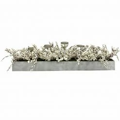 Fraser Hill Farm 42-inch 5-Candle Holder Centerpiece With White Berries In Wooden Box