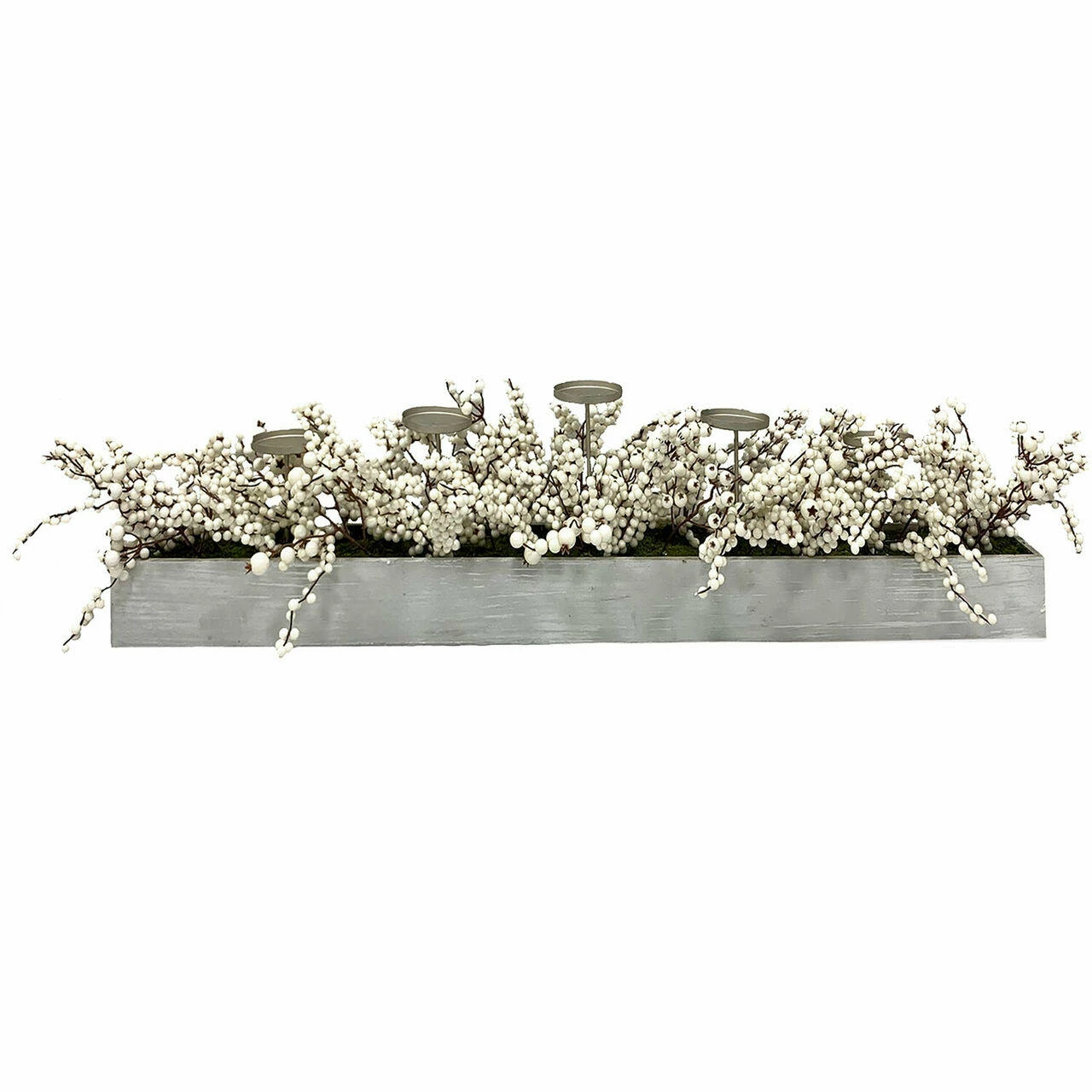 Fraser Hill Farm 42-inch 5-Candle Holder Centerpiece With White Berries In Wooden Box 1 Fraser Hill Farm 42-inch 5-Candle Holder Centerpiece With White Berries In Wooden Box