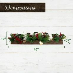 Fraser Hill Farm 42-inch 5-Candle Holder Centerpiece W/ Pine, Red Berries, Gold Leaf Accents In Wooden Box 7 Fraser Hill Farm 42-inch 5-Candle Holder Centerpiece W/ Pine, Red Berries, Gold Leaf Accents In Wooden Box -Christmas store unnamed file 1151