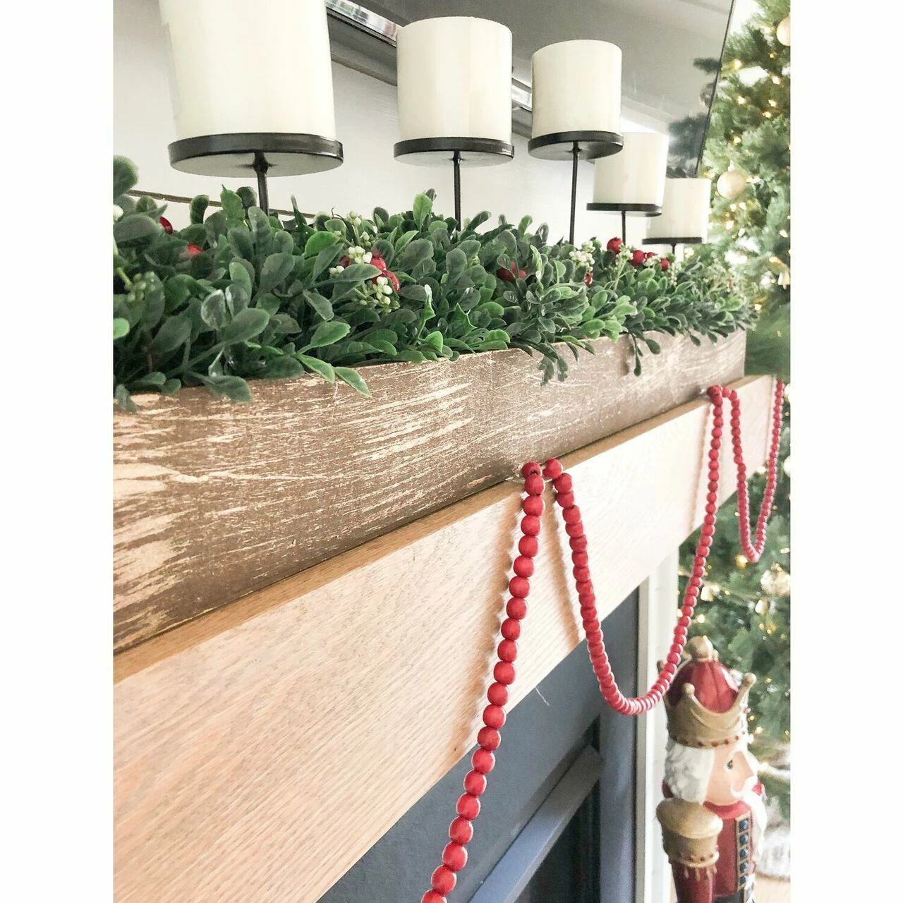 Fraser Hill Farm 42-inch 5-Candle Holder Centerpiece W/ Boxwood Greenery, Red Berries In Wooden Box 2 Fraser Hill Farm 42-inch 5-Candle Holder Centerpiece W/ Boxwood Greenery, Red Berries In Wooden Box - Image 2