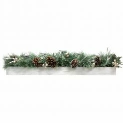 Fraser Hill Farm 42-inch 5-Candle Holder Centerpiece W/ Greenery, Pinecones, Antlers In Wooden Box