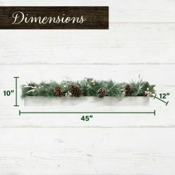 Fraser Hill Farm 42-inch 5-Candle Holder Centerpiece W/ Greenery, Pinecones, Antlers In Wooden Box -Christmas store unnamed file 1161