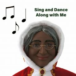 Fraser Hill Farm 58-In. Dancing African American Mrs. Claus W/ Hooded Cloak And Basket, Life-Size -Christmas store unnamed file 1166