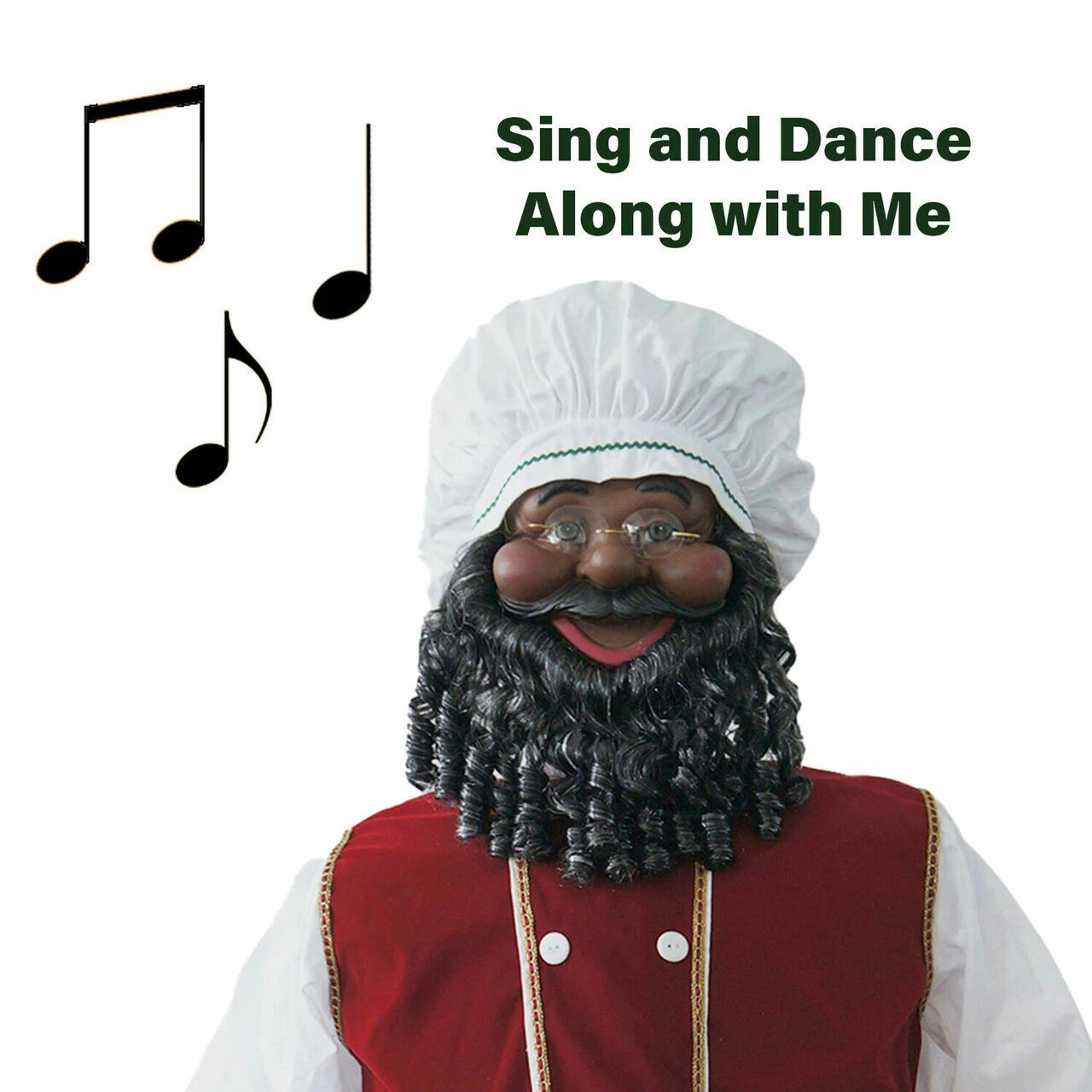 Fraser Hill Farm 58-In. African American Dancing Baking Santa W/ Apron And Christmas Cookie Garland 4 Fraser Hill Farm 58-In. African American Dancing Baking Santa W/ Apron And Christmas Cookie Garland - Image 4