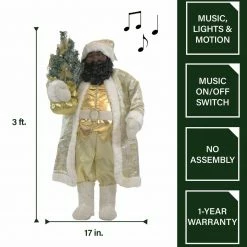 Fraser Hill Farm 36-In. Music And Motion African American Santa W/ Christmas Tree -Christmas store unnamed file 1238