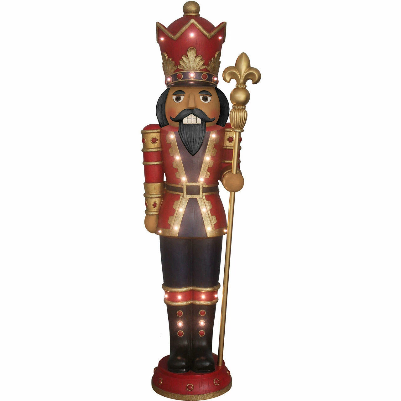Fraser Hill Farm 5-Ft. Indoor/Outdoor Musical African American Nutcracker Statue W/ LED Light, Timer 1 Fraser Hill Farm 5-Ft. Indoor/Outdoor Musical African American Nutcracker Statue W/ LED Light, Timer