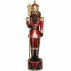 Fraser Hill Farm 6-Ft. Jeweled African American Nutcracker Greeter W/ Staff And 22 LED Lights