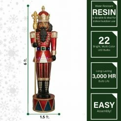 Fraser Hill Farm 6-Ft. Jeweled African American Nutcracker Greeter W/ Staff And 22 LED Lights 8 Fraser Hill Farm 6-Ft. Jeweled African American Nutcracker Greeter W/ Staff And 22 LED Lights -Christmas store unnamed file 1279