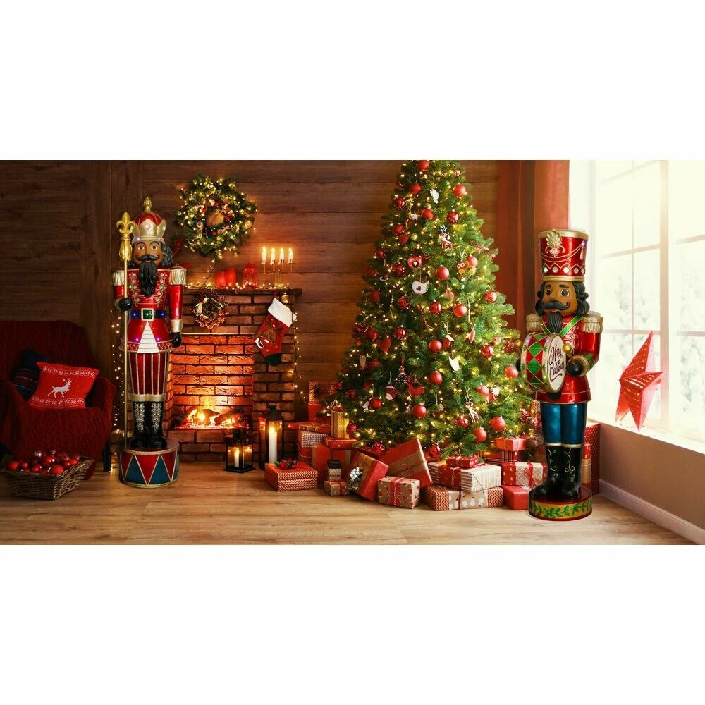 Fraser Hill Farm 5-Ft. African American Nutcracker Playing Bass Drum W/ Moving Hands, Music, Timer, 15 LED Lights 6 Fraser Hill Farm 5-Ft. African American Nutcracker Playing Bass Drum W/ Moving Hands, Music, Timer, 15 LED Lights - Image 6