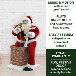 Fraser Hill Farm 48-In. Music And Motion Santa Claus In The Chimney -Christmas store unnamed file 1305