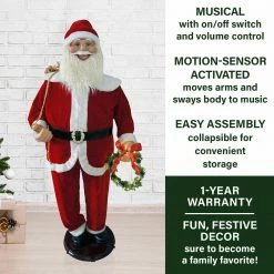 Fraser Hill Farm 58" Life-Size Dancing Santa With Wreath And Gift Sack -Christmas store unnamed file 1392