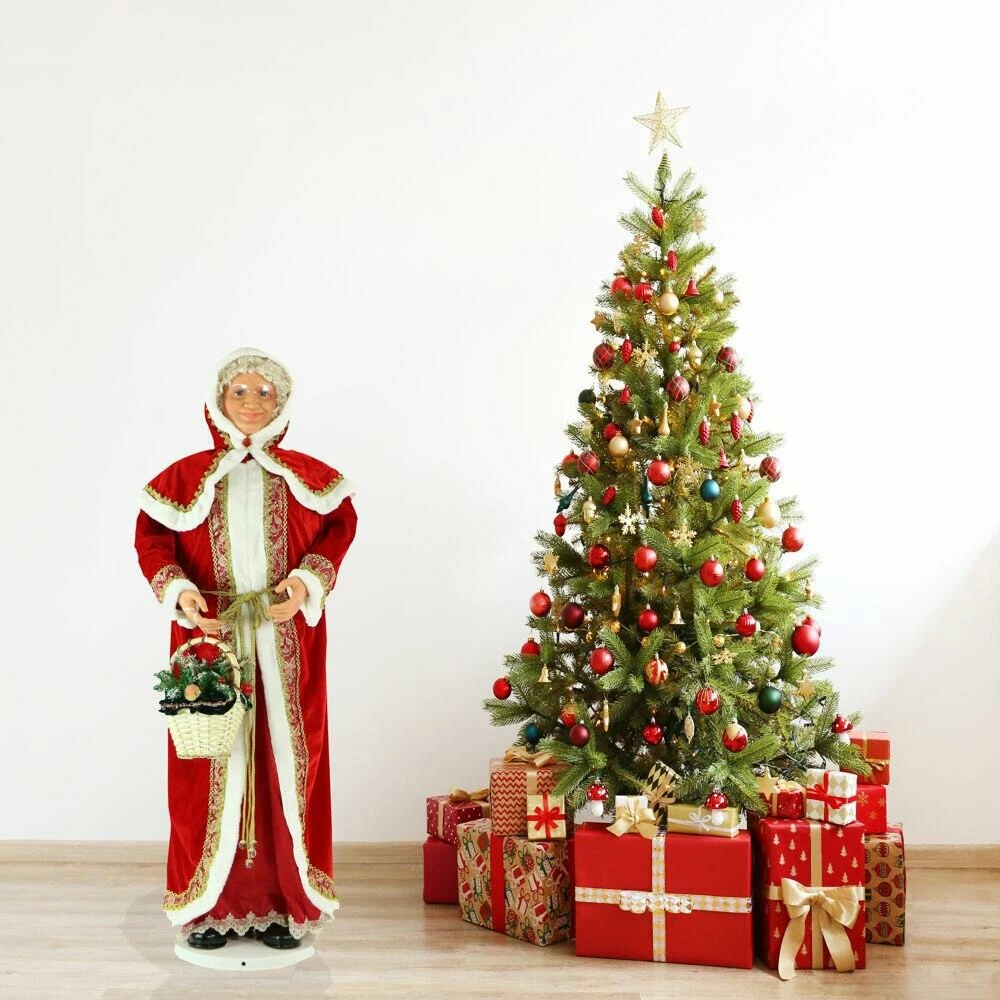 Fraser Hill Farm 58" Life-Size Dancing Mrs. Claus W/ Hooded Cloak And Basket 8 Fraser Hill Farm 58" Life-Size Dancing Mrs. Claus W/ Hooded Cloak And Basket - Image 8