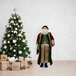 Christmas store 15 Fraser Hill Farm 58" Life-Size Dancing Santa W/ Jeweled Velvet Robe And Wrapped Gift