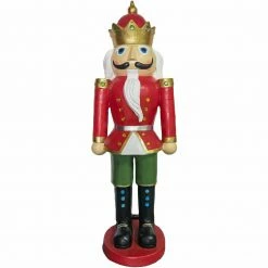 Fraser Hill Farm 5-Ft. Nutcracker King, Resin Statue W/ LED Lights, Indoor Or Covered Outdoor