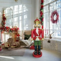 Fraser Hill Farm 5-Ft. Nutcracker King, Resin Statue W/ LED Lights, Indoor Or Covered Outdoor -Christmas store unnamed file 1467