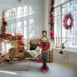Fraser Hill Farm 4-Ft. Nutcracker Toy Soldier Playing Drums, Resin Statue W/ LED Lights -Christmas store unnamed file 1473