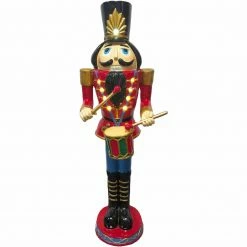 Fraser Hill Farm 4-Ft. Nutcracker Toy Soldier Playing Drums, Resin Statue W/ LED Lights -Christmas store unnamed file 1474