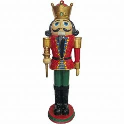 Fraser Hill Farm 4-Ft. Nutcracker King W/ Crown And Scepter, Resin Statue W/ LED Lights