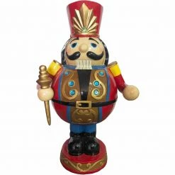 Fraser Hill Farm 3-Ft. Roly Poly Nutcracker Toy Soldier, Resin Statue W/ LED Lights