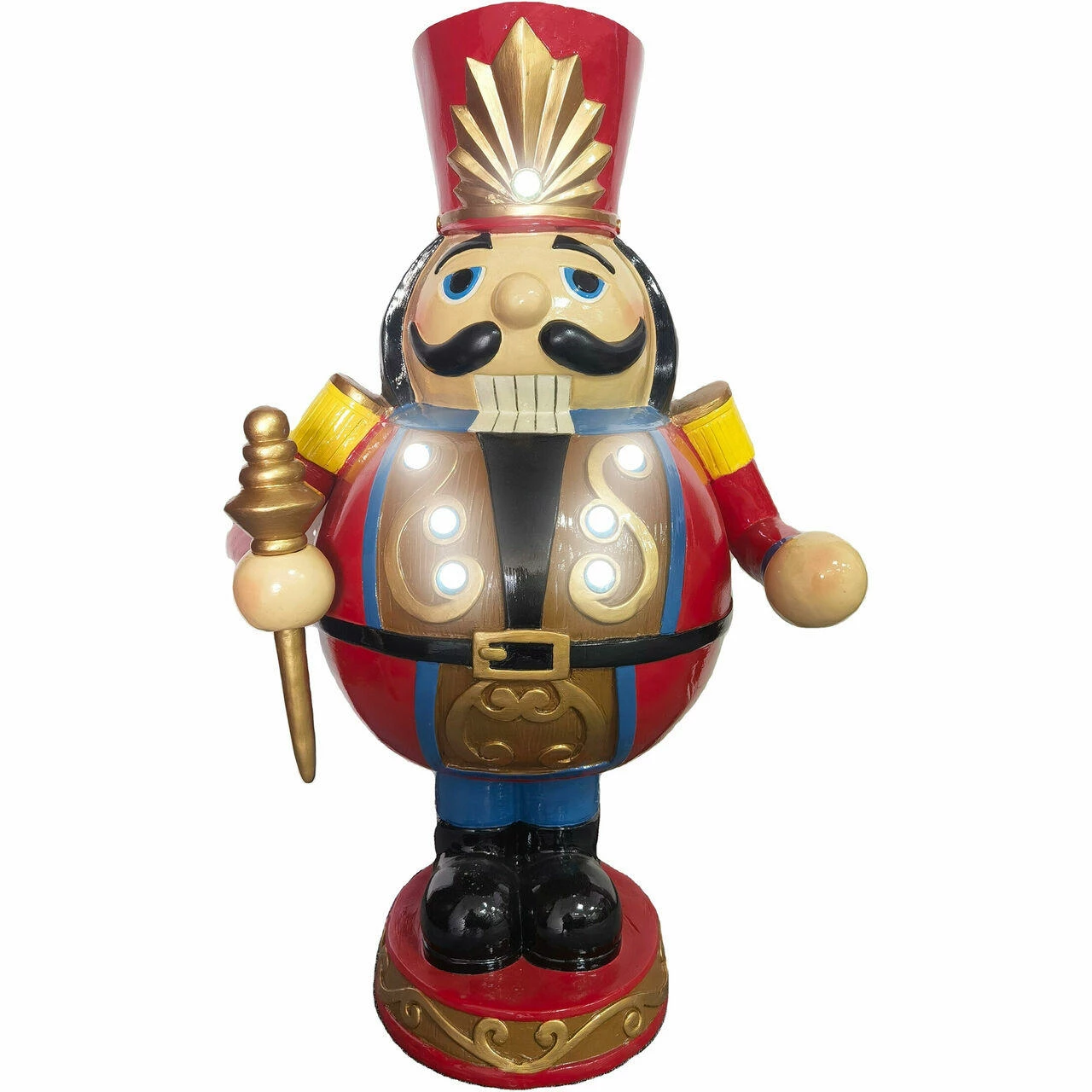 Fraser Hill Farm 3-Ft. Roly Poly Nutcracker Toy Soldier, Resin Statue W/ LED Lights 4 Fraser Hill Farm 3-Ft. Roly Poly Nutcracker Toy Soldier, Resin Statue W/ LED Lights - Image 4