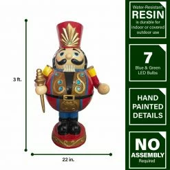 Fraser Hill Farm 3-Ft. Roly Poly Nutcracker Toy Soldier, Resin Statue W/ LED Lights 10 Fraser Hill Farm 3-Ft. Roly Poly Nutcracker Toy Soldier, Resin Statue W/ LED Lights -Christmas store unnamed file 1493