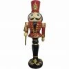 Fraser Hill Farm 3-Ft. Nutcracker Toy Soldier On A Pedestal Base, Resin Statue W/ LED Lights
