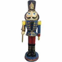Christmas store 29 Fraser Hill Farm 3-Ft. Nutcracker Toy Soldier Holding Staff, Resin Statue W/ LED Lights