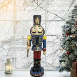 Fraser Hill Farm 3-Ft. Nutcracker Toy Soldier Holding Staff, Resin Statue W/ LED Lights 8 Fraser Hill Farm 3-Ft. Nutcracker Toy Soldier Holding Staff, Resin Statue W/ LED Lights -Christmas store unnamed file 1503