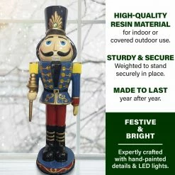 Fraser Hill Farm 3-Ft. Nutcracker Toy Soldier Holding Staff, Resin Statue W/ LED Lights 11 Fraser Hill Farm 3-Ft. Nutcracker Toy Soldier Holding Staff, Resin Statue W/ LED Lights -Christmas store unnamed file 1506