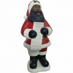 Fraser Hill Farm 3-Ft. African American Santa Claus Statue Holding A Naughty & Nice List