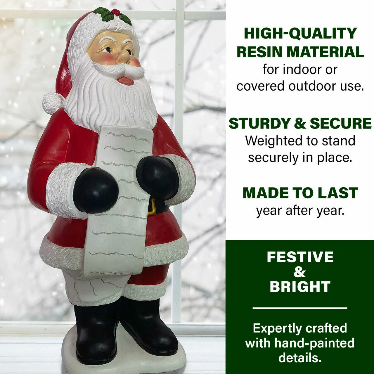 Fraser Hill Farm 3-Ft. Traditional Santa Claus Statue Holding A Naughty & Nice List, Resin 4 Fraser Hill Farm 3-Ft. Traditional Santa Claus Statue Holding A Naughty & Nice List, Resin - Image 4