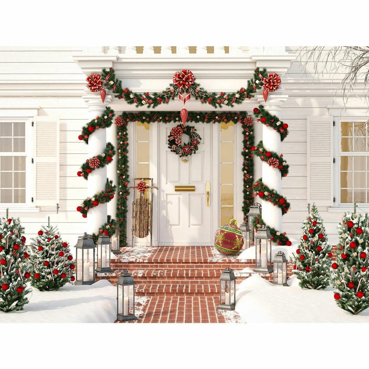 Fraser Hill Farm 18-In. Red Resin Oversized Christmas Ornament W/ Snowflake Pattern And LED Lights 7 Fraser Hill Farm 18-In. Red Resin Oversized Christmas Ornament W/ Snowflake Pattern And LED Lights - Image 7