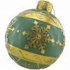 Fraser Hill Farm 18-In. Green Resin Oversized Christmas Ornament W/ Snowflake Pattern And LED Lights