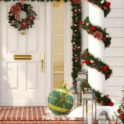 Fraser Hill Farm 18-In. Green Resin Oversized Christmas Ornament W/ Snowflake Pattern And LED Lights 12 Fraser Hill Farm 18-In. Green Resin Oversized Christmas Ornament W/ Snowflake Pattern And LED Lights -Christmas store unnamed file 1529