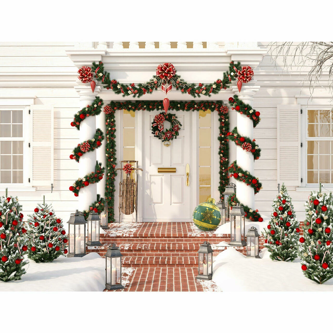 Fraser Hill Farm 18-In. Green Resin Oversized Christmas Ornament W/ Snowflake Pattern And LED Lights 7 Fraser Hill Farm 18-In. Green Resin Oversized Christmas Ornament W/ Snowflake Pattern And LED Lights - Image 7