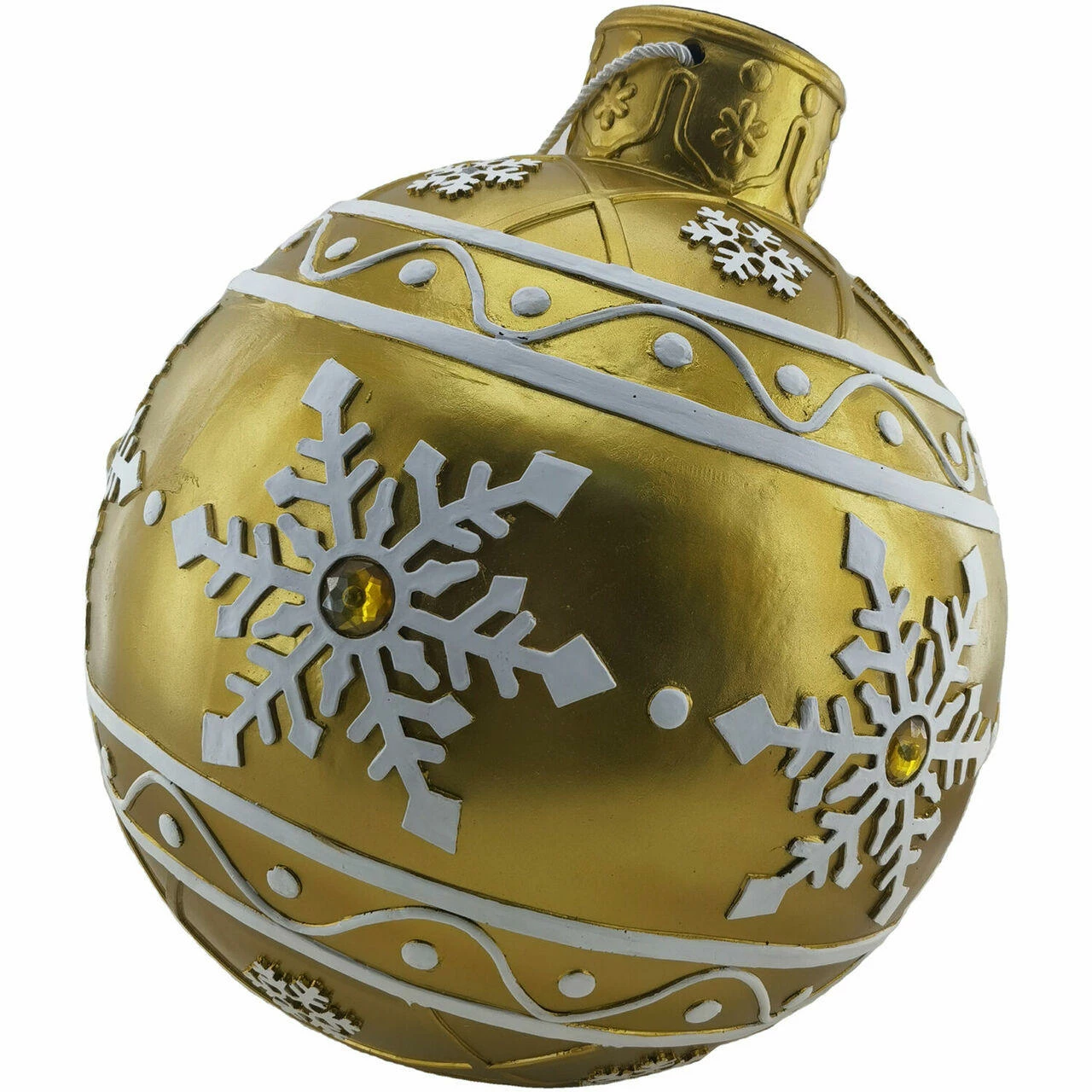 Fraser Hill Farm 18-In. Gold Resin Oversized Christmas Ornament W/ Snowflake Pattern And LED Lights 1 Fraser Hill Farm 18-In. Gold Resin Oversized Christmas Ornament W/ Snowflake Pattern And LED Lights