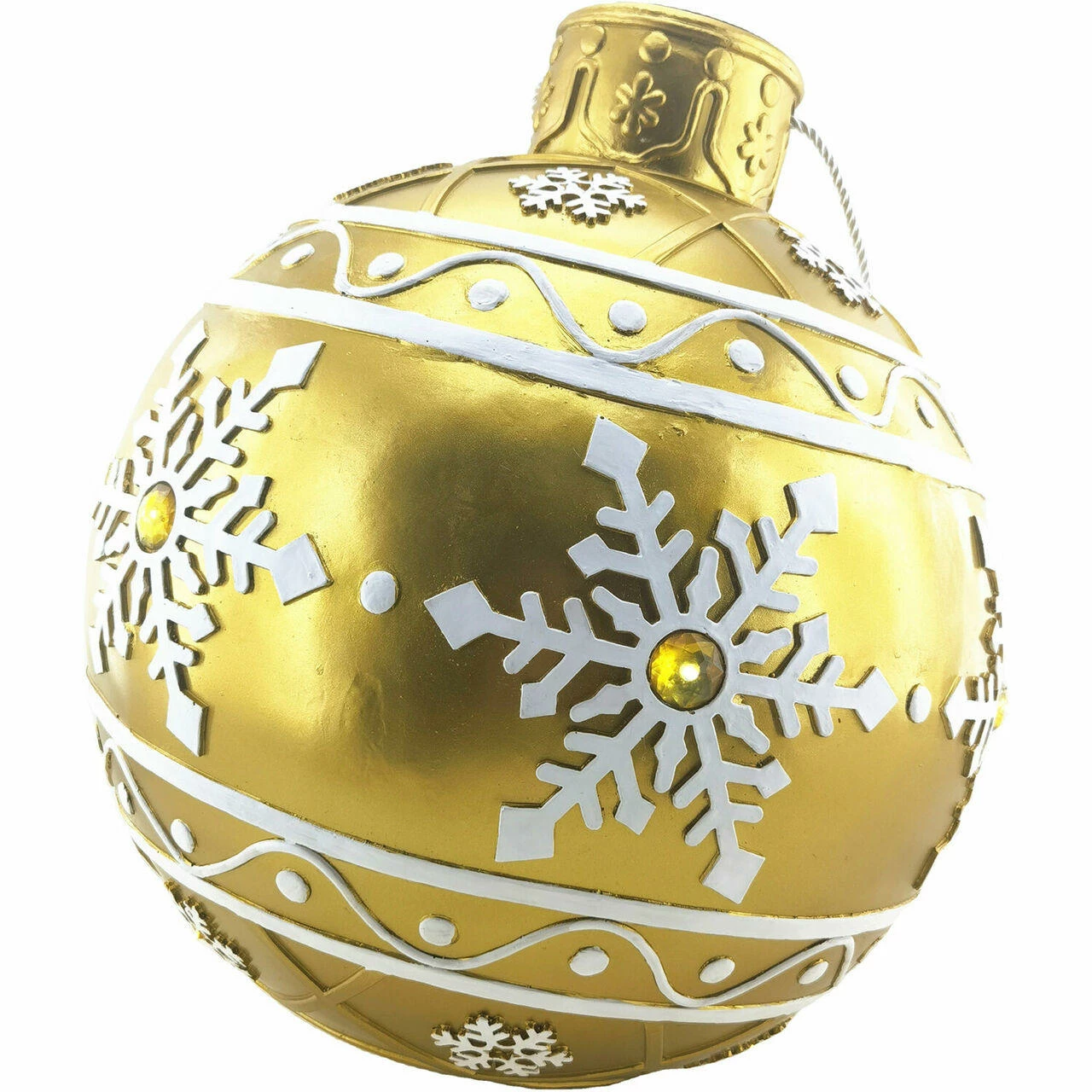Fraser Hill Farm 18-In. Gold Resin Oversized Christmas Ornament W/ Snowflake Pattern And LED Lights 4 Fraser Hill Farm 18-In. Gold Resin Oversized Christmas Ornament W/ Snowflake Pattern And LED Lights - Image 4