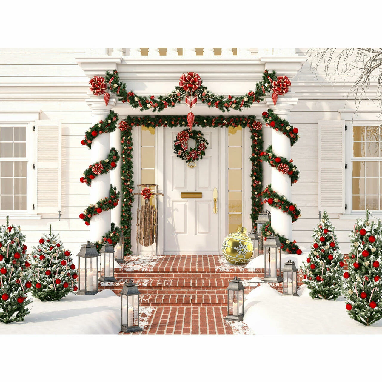 Fraser Hill Farm 18-In. Gold Resin Oversized Christmas Ornament W/ Snowflake Pattern And LED Lights 7 Fraser Hill Farm 18-In. Gold Resin Oversized Christmas Ornament W/ Snowflake Pattern And LED Lights - Image 7