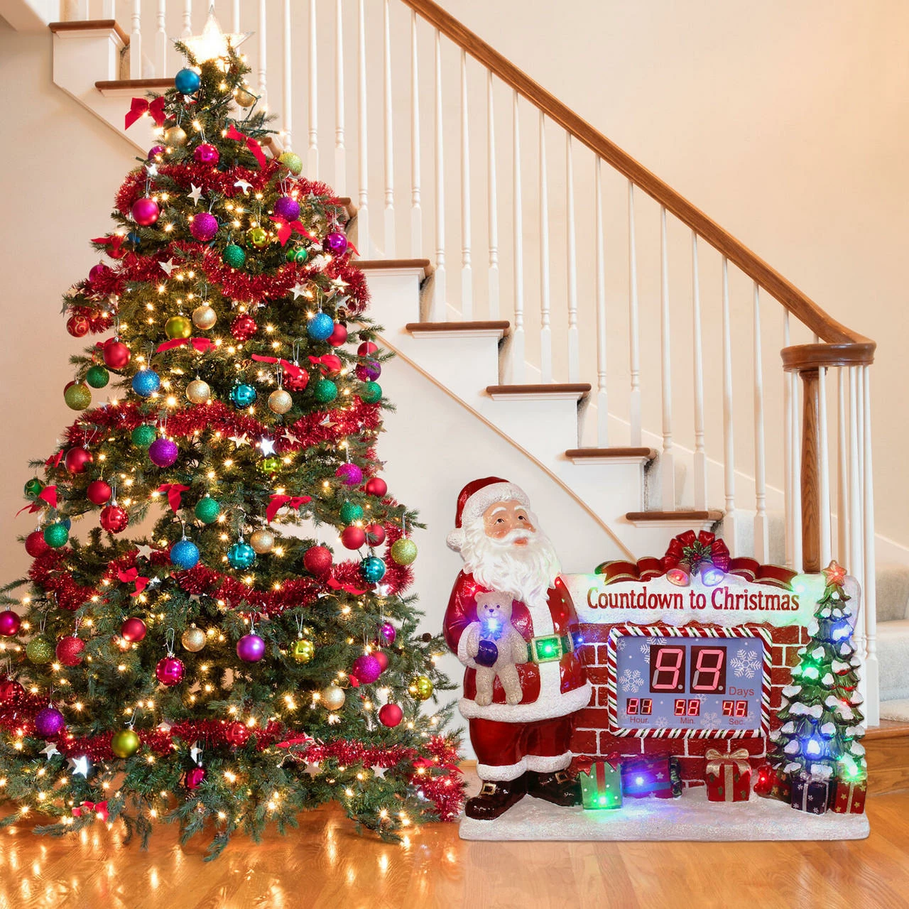 Fraser Hill Farm Musical Countdown Clock W/ Santa, Tree, Presents W/ Long-Lasting LED Lights 2 Fraser Hill Farm Musical Countdown Clock W/ Santa, Tree, Presents W/ Long-Lasting LED Lights - Image 2