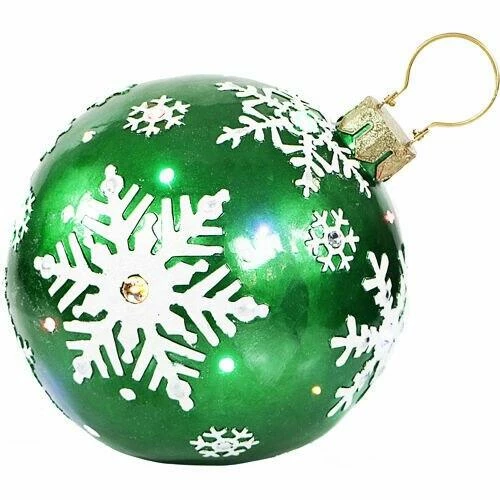 Fraser Hill Farm 18" Jeweled Ball Ornament W/Snowflake Design In Green W/ Long-Lasting LED Lights 1 Fraser Hill Farm 18" Jeweled Ball Ornament W/Snowflake Design In Green W/ Long-Lasting LED Lights