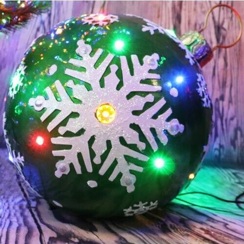 Fraser Hill Farm 18" Jeweled Ball Ornament W/Snowflake Design In Green W/ Long-Lasting LED Lights 2 Fraser Hill Farm 18" Jeweled Ball Ornament W/Snowflake Design In Green W/ Long-Lasting LED Lights - Image 2