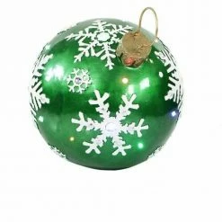 Fraser Hill Farm 18" Jeweled Ball Ornament W/Snowflake Design In Green W/ Long-Lasting LED Lights 7 Fraser Hill Farm 18" Jeweled Ball Ornament W/Snowflake Design In Green W/ Long-Lasting LED Lights -Christmas store unnamed file 1552